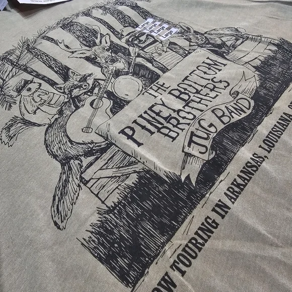 Piney Bottom Brothers Jug Band Mens L TShirt Olive Green New Bluegrass Music - Picture 5 of 10